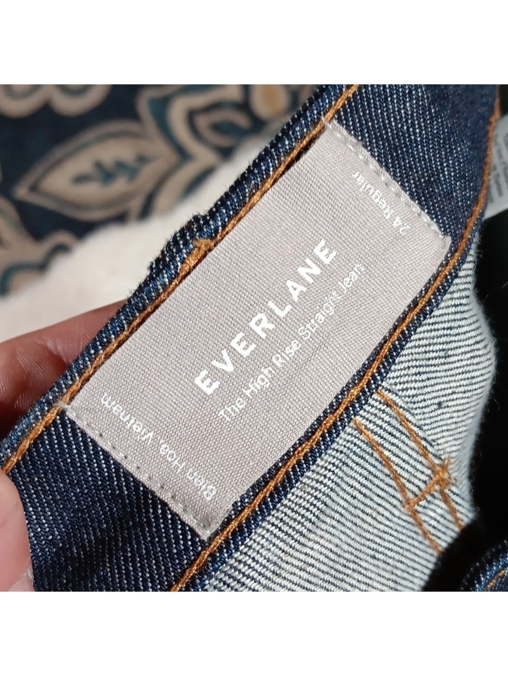 Everlane Dark Blue High-Rise Cropped Flare Jeans - Picture 2 of 6